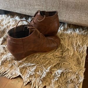 Brown lace up booties